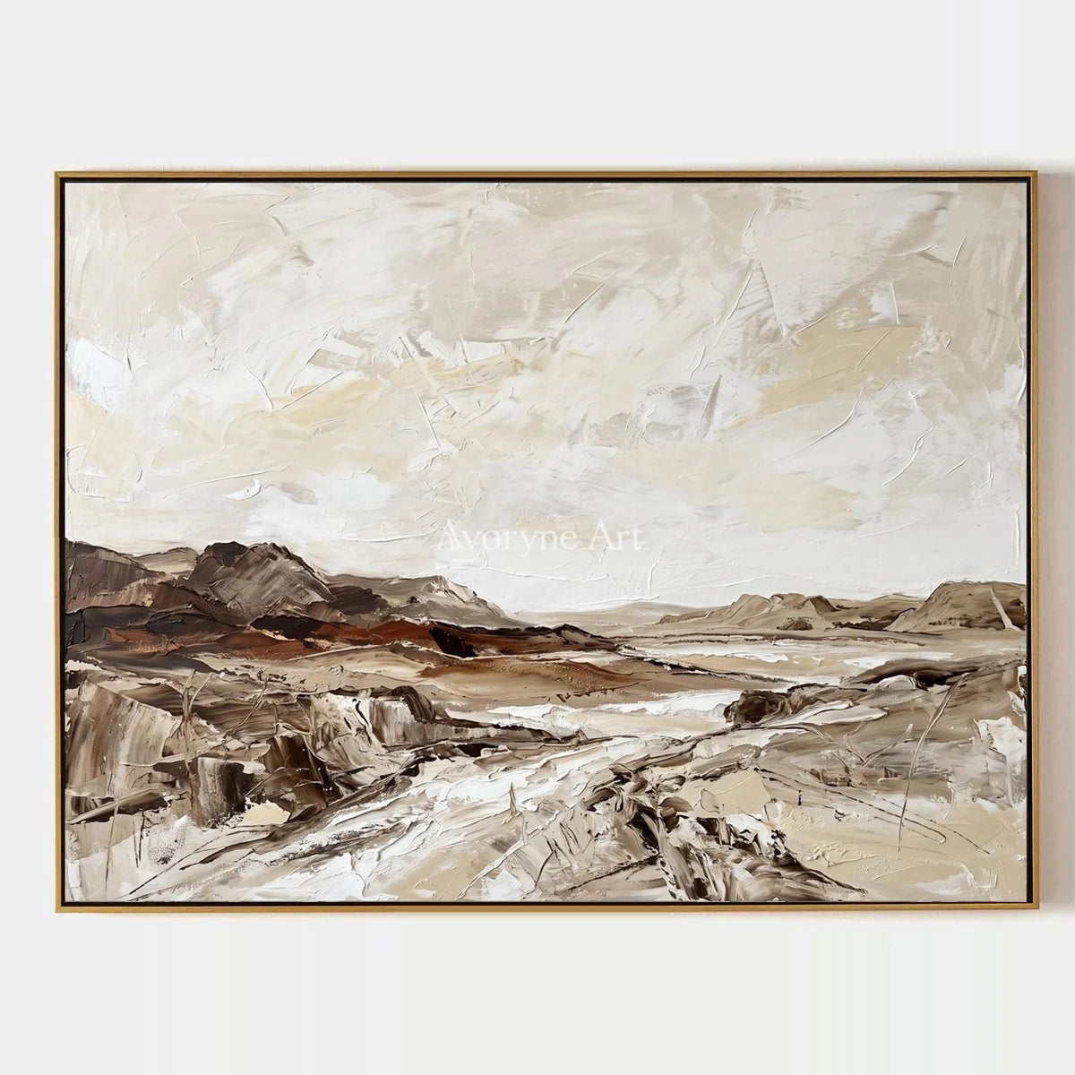 Winding Cadence, hand-painted earth tone landscape wall art by Camille Fournier