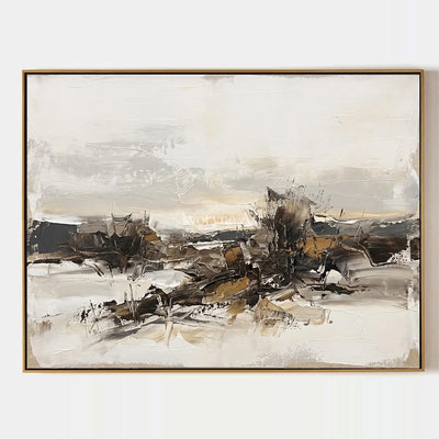 Winding Interval, hand-painted earth tone landscape wall art by Camille Fournier