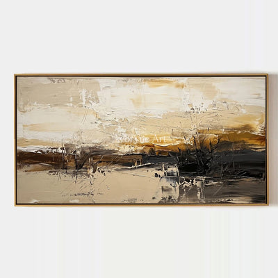 Winding Echo, hand-painted earth tone landscape wall art by Camille Fournier