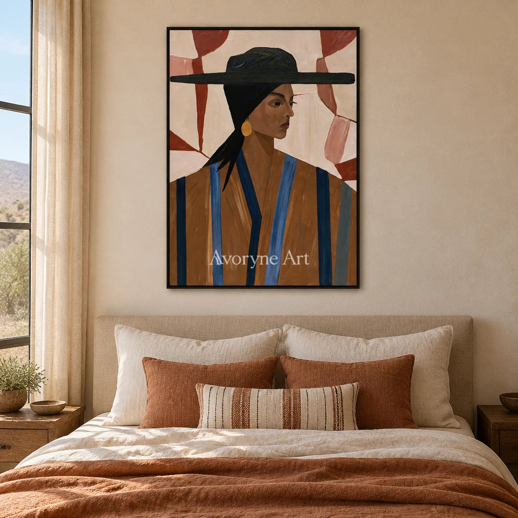 Ivory Winding Meadow: Earth Tone Portrait — bedroom black