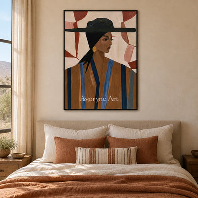 Ivory Winding Meadow: Earth Tone Portrait — bedroom black