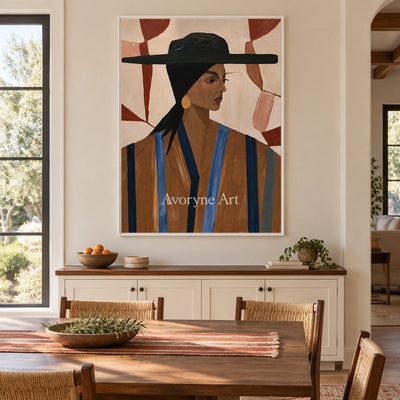 Ivory Winding Meadow: Earth Tone Portrait — dining white