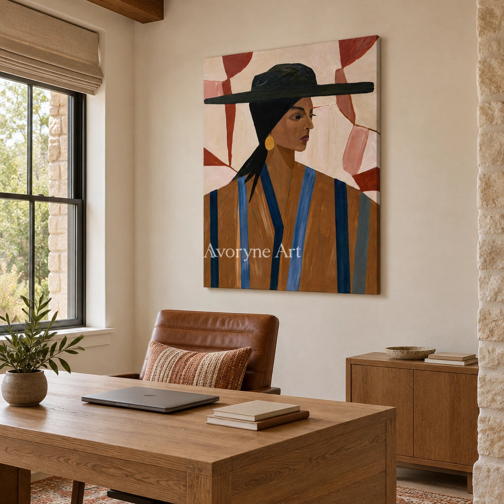 Ivory Winding Meadow: Earth Tone Portrait — office frameless