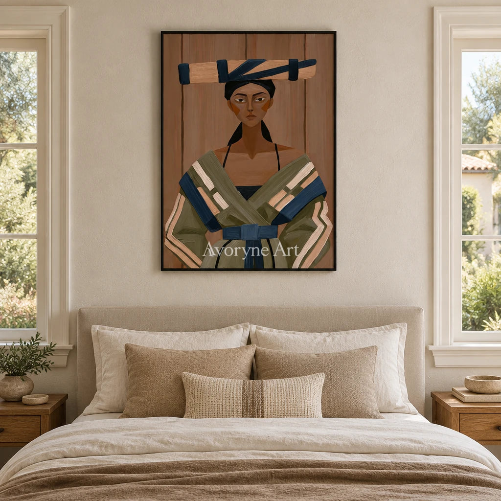 Ivory Winding Light: Earth Tone Portrait — bedroom black