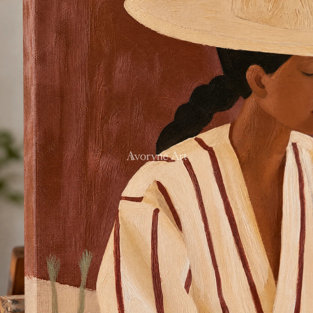 Ivory Winding Poem: Earth Tone Portrait — detail easel