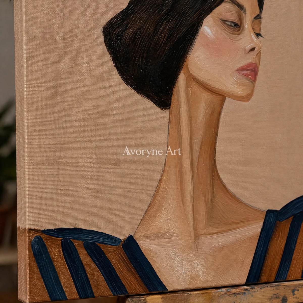 Ivory Tender Refrain: Earth Tone Portrait — detail easel