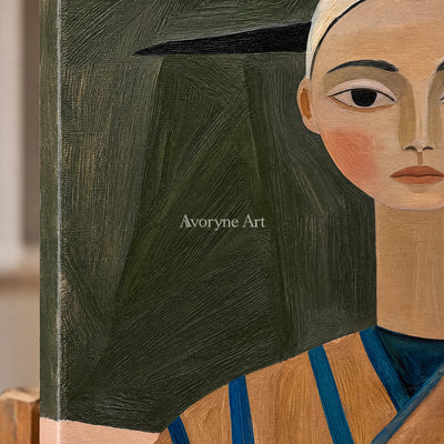 Ivory Tender Passage: Earth Tone Portrait — detail easel
