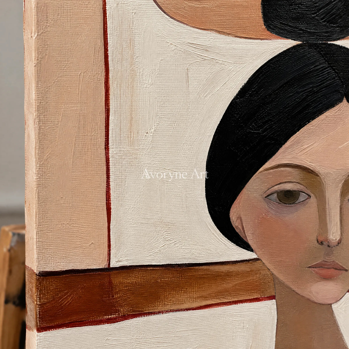 Ivory Tender Rhythm: Earth Tone Portrait — detail easel