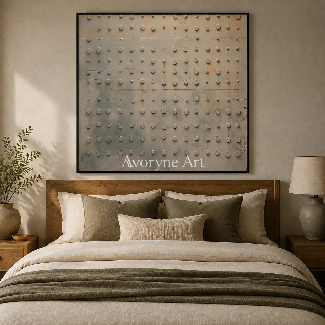 Strata Nocturne: Earth-Tone Textured Abstract Wall Art - bedroom black frame