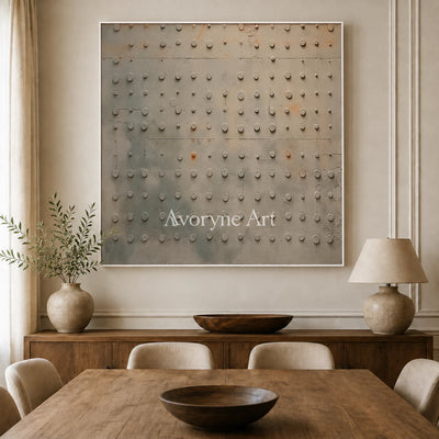 Strata Nocturne: Earth-Tone Textured Abstract Wall Art - dining room white frame