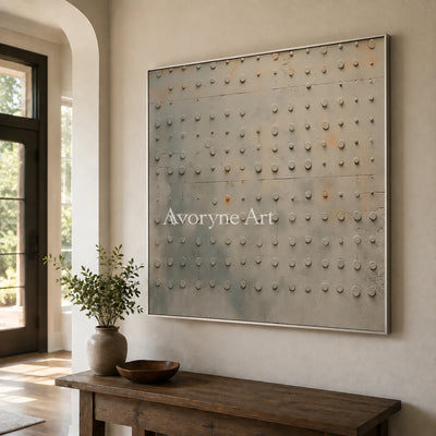 Strata Nocturne: Earth-Tone Textured Abstract Wall Art - entryway silver frame