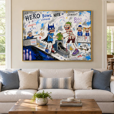 Clear Passage everyday character wall art with a gold frame hanging in a living room