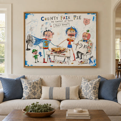 Clear Reverie everyday character wall art with a wood frame in a villa living space