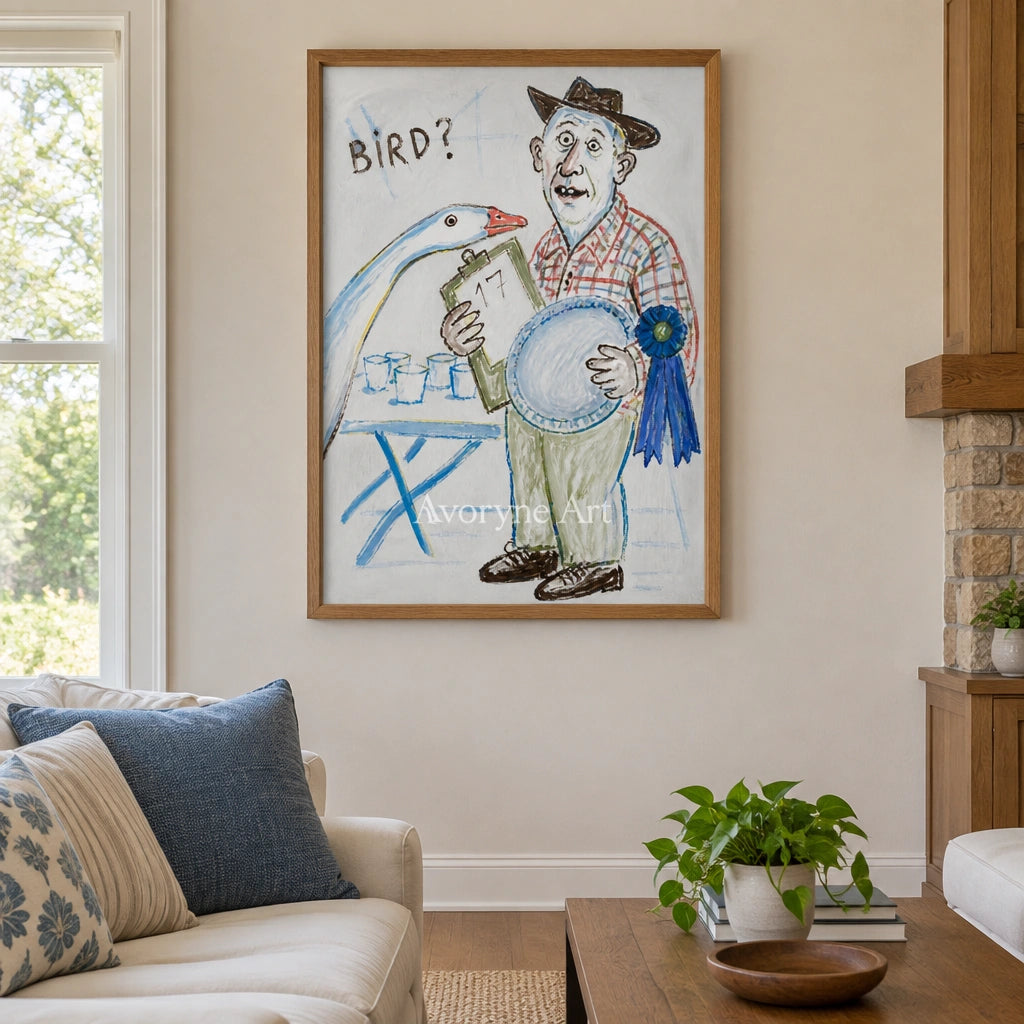 Clear Verse everyday character wall art with a wood frame in a villa living space