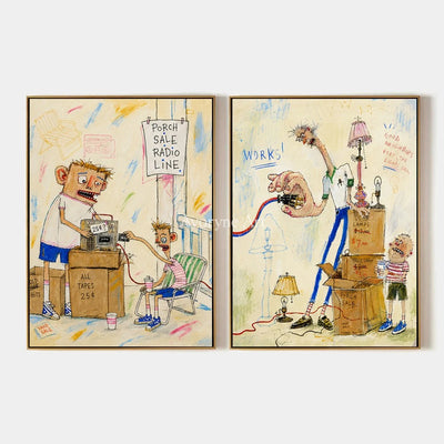 Warm Prelude, hand-painted everyday character diptych by Jeroen van der Meer