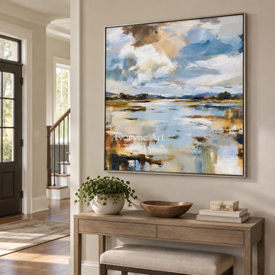 Marsh Light: Expressive Abstract Landscape Wall Art — entry silver