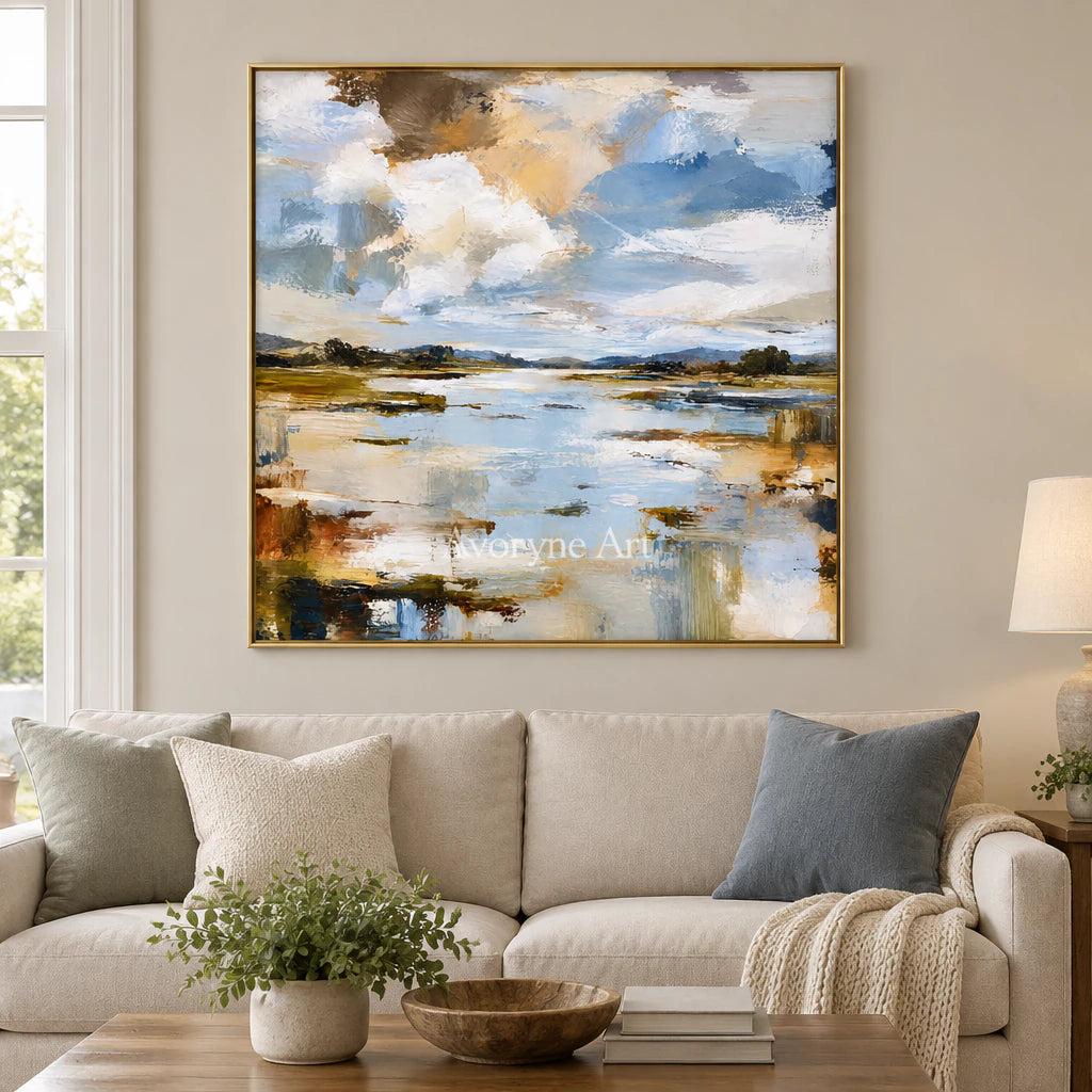 Marsh Light: Expressive Abstract Landscape Wall Art — living gold