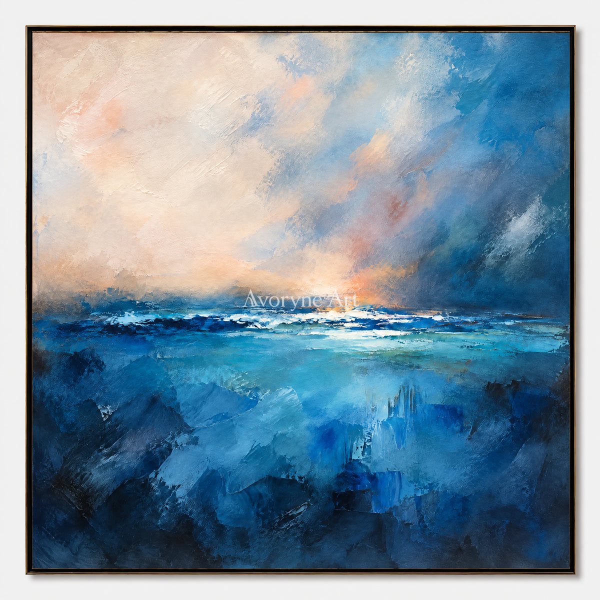 Cobalt Break: Expressive Abstract Seascape Wall Art — primary