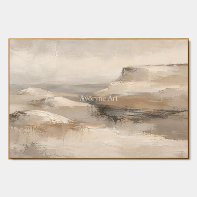Plateau Haze: Expressive Beige Landscape Wall Art — primary