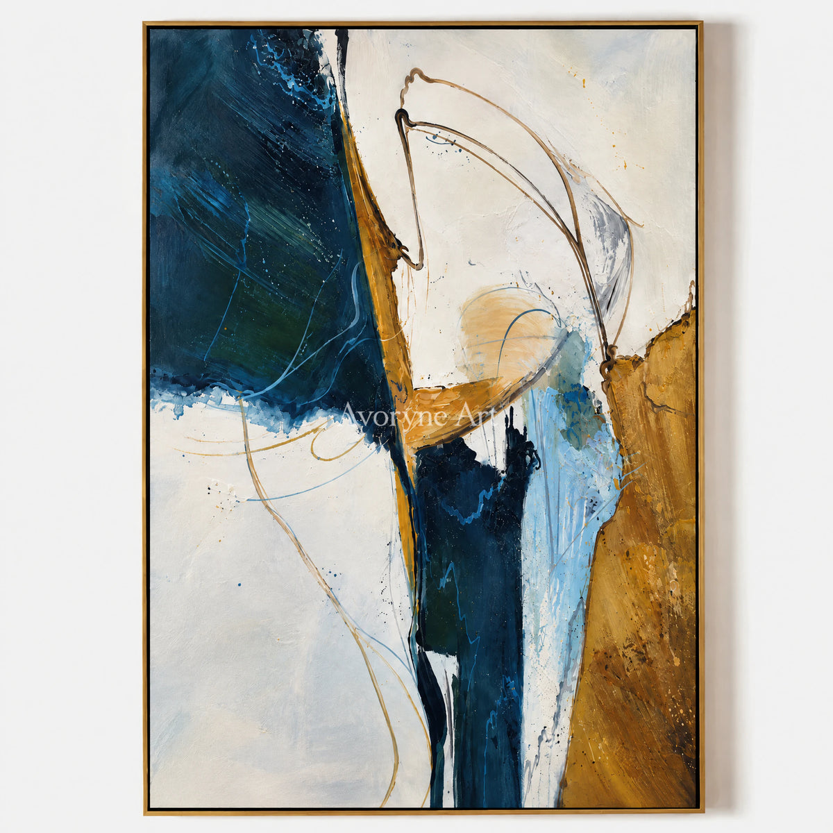 Tidal Gesture: Expressive Blue Abstract Wall Art — primary