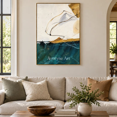 Azure Thread: Expressive Blue Abstract Wall Art — living gold