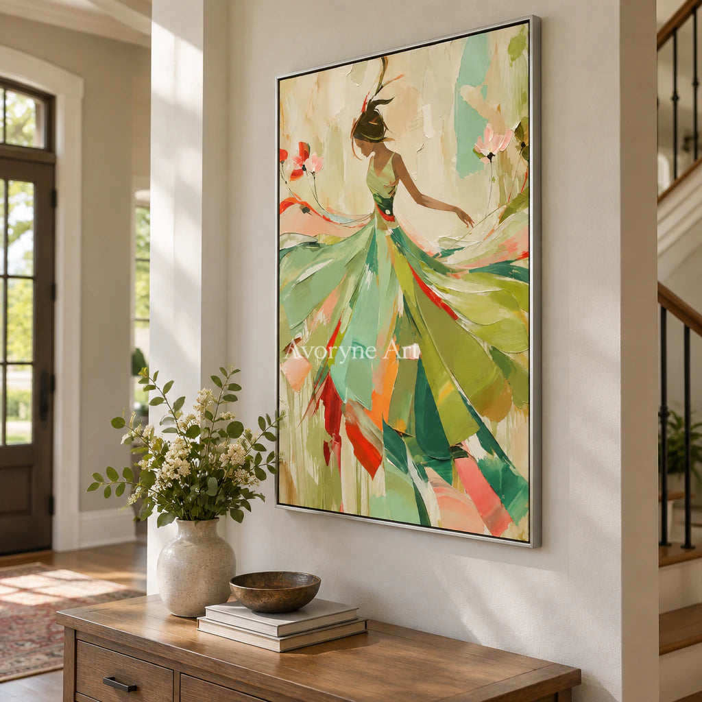 Sage Reverie: Expressive Colorful Dancer Wall Art — entry silver