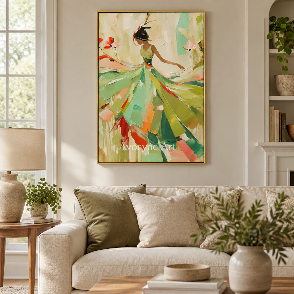 Sage Reverie: Expressive Colorful Dancer Wall Art — living gold