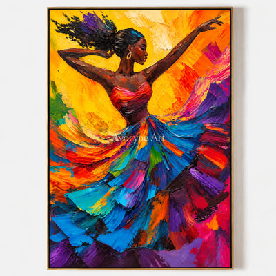 Flame Waltz: Expressive Colorful Dancer Wall Art — primary