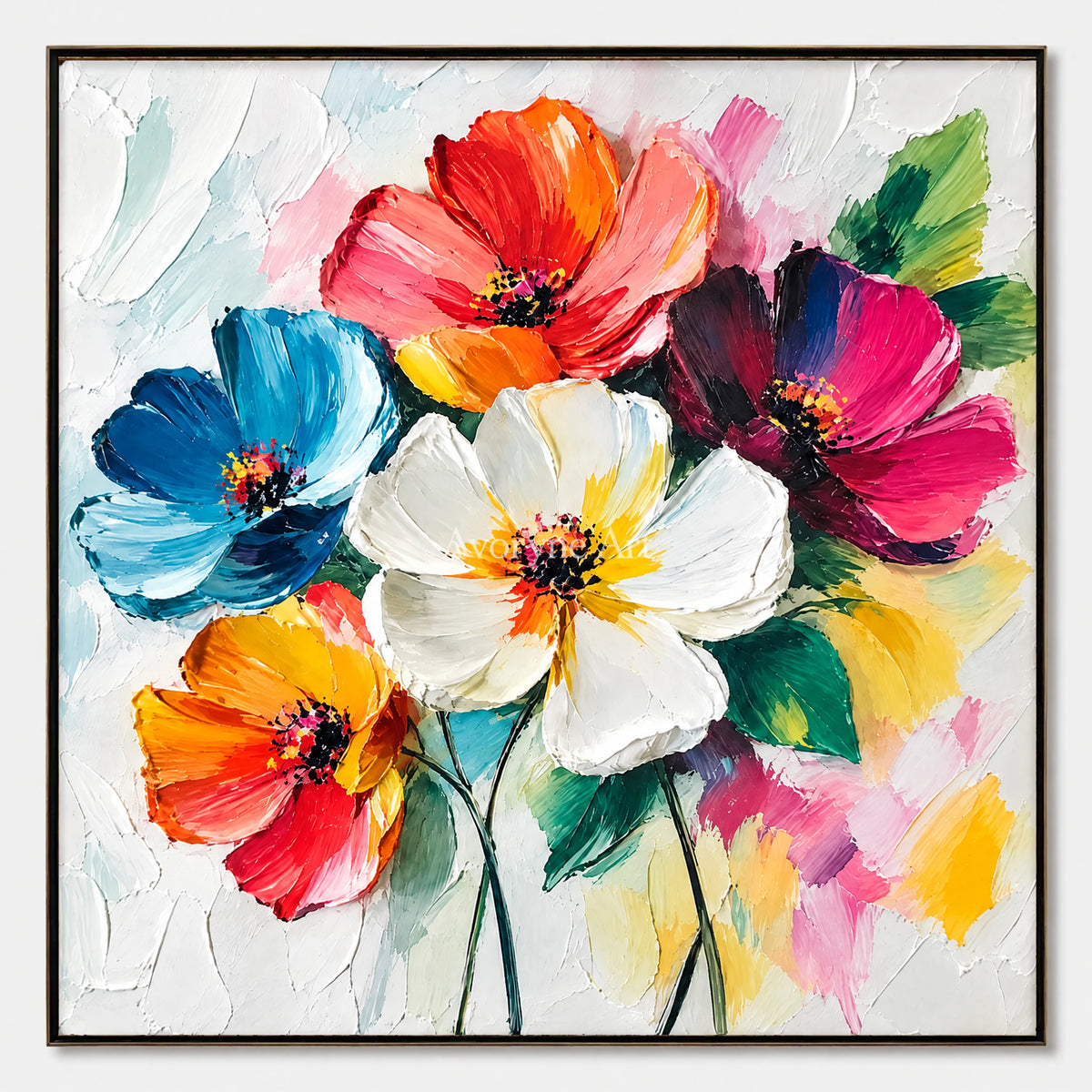 Petal Chorus: Expressive Colorful Flowers Wall Art — primary