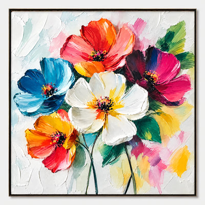 Petal Chorus: Expressive Colorful Flowers Wall Art — primary
