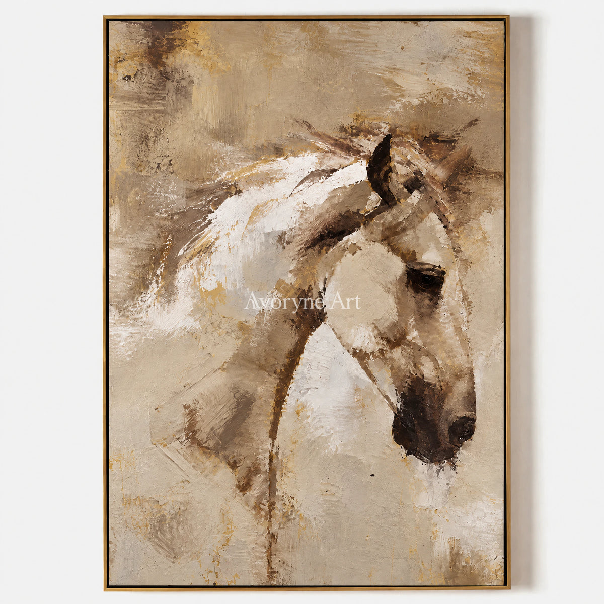 Sepia Motion: Expressive Contemporary Horse Wall Art — primary