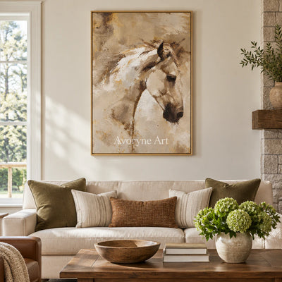 Sepia Motion: Expressive Contemporary Horse Wall Art — villa wood