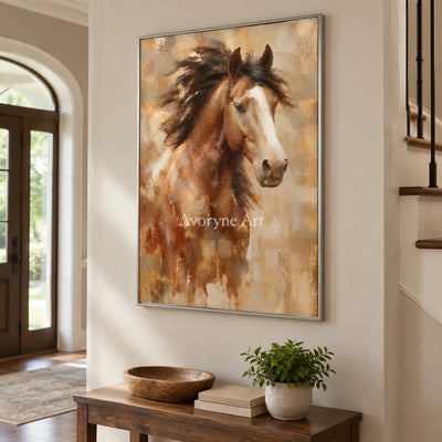 Chestnut Spirit: Expressive Horse Portrait Wall Art — entry silver