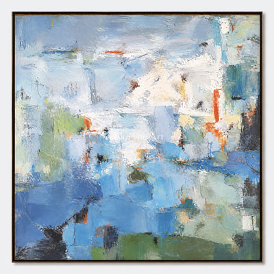 Blue Remnants: Expressive Layered Abstract Wall Art — primary