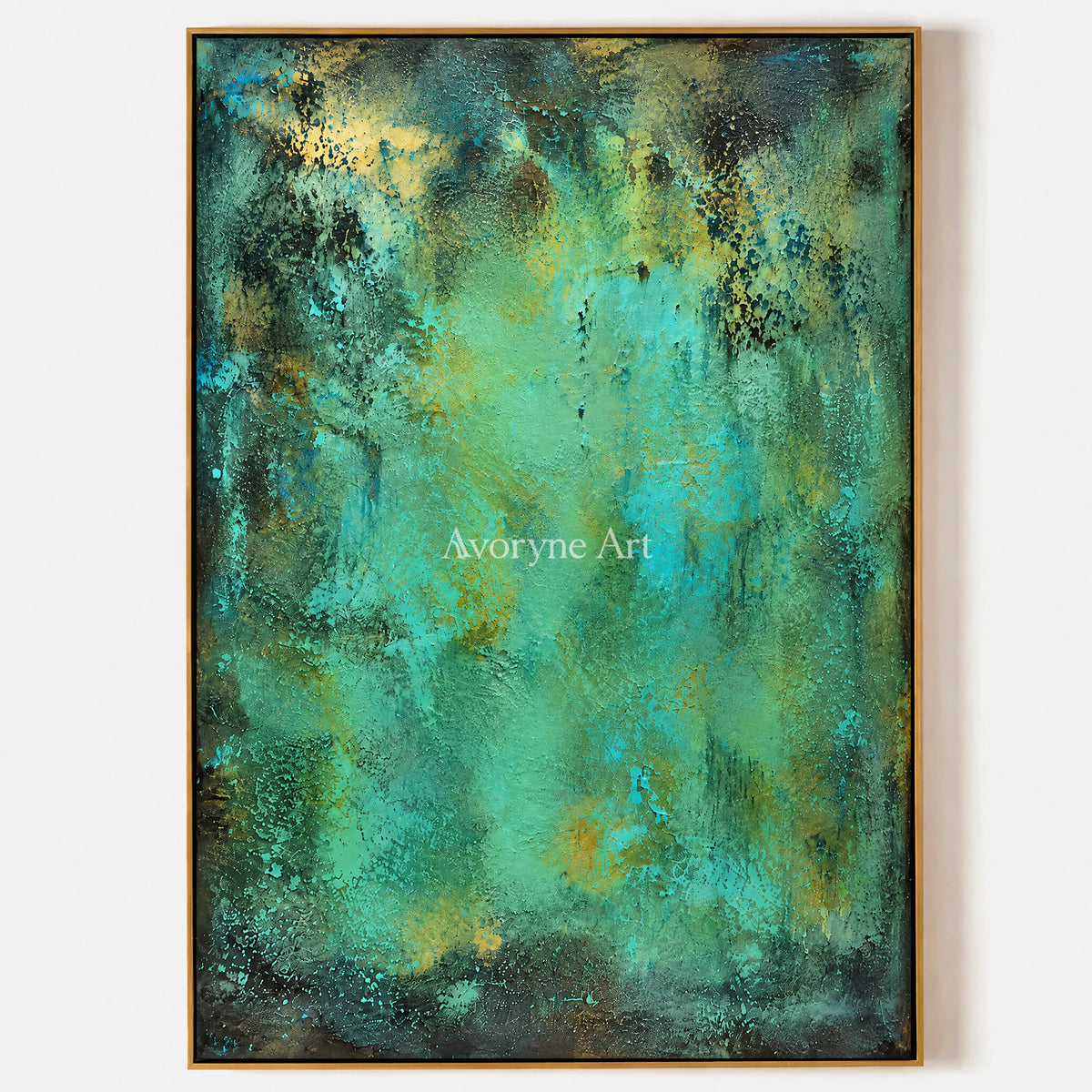 Verdigris Light: Expressive Teal Abstract Wall Art — primary