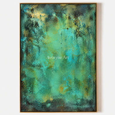 Verdigris Light: Expressive Teal Abstract Wall Art — primary