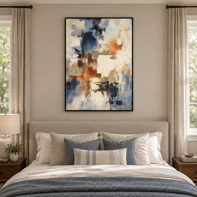 Broken Harmony: Expressive Textured Abstract Wall Art — bedroom black