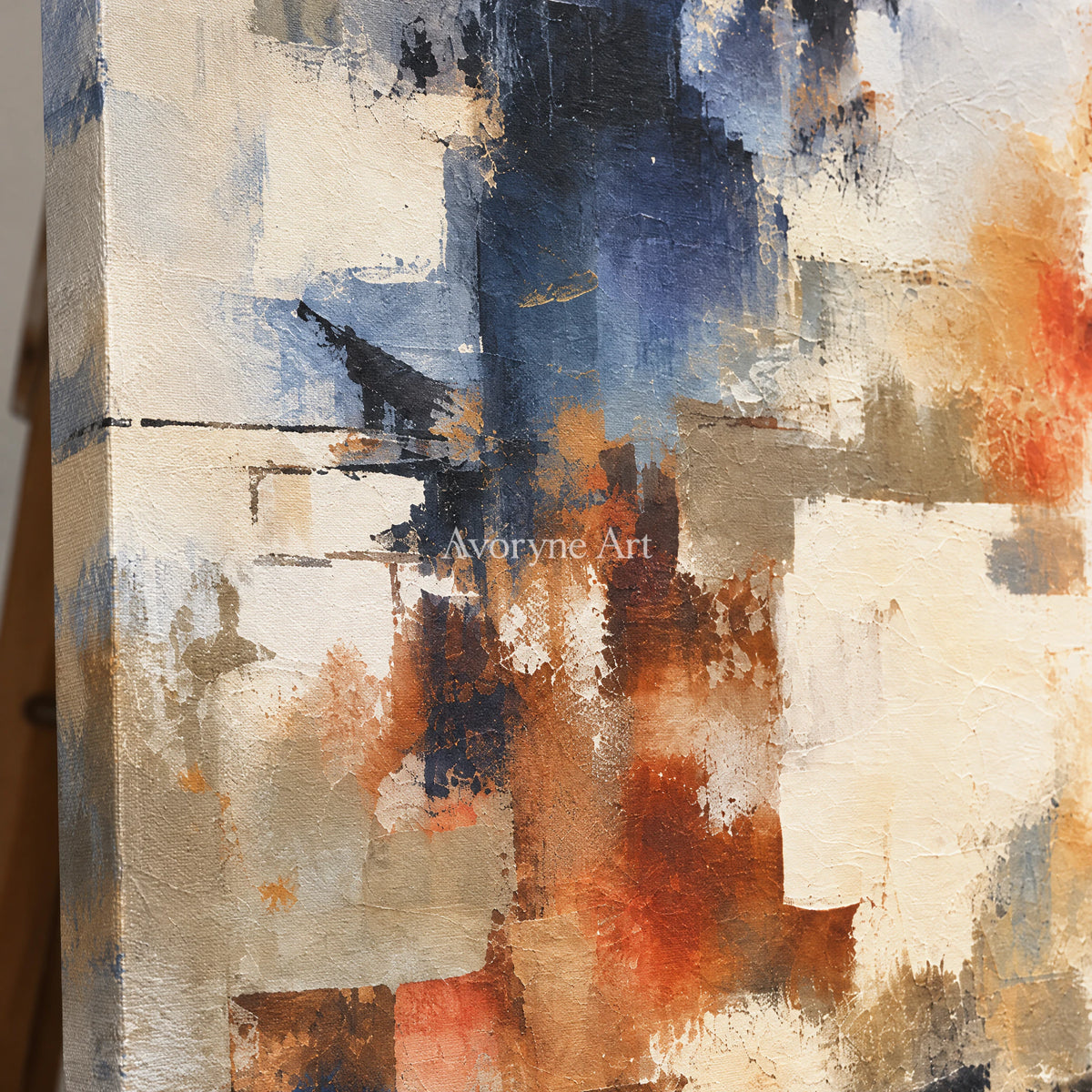 Broken Harmony: Expressive Textured Abstract Wall Art — detail easel