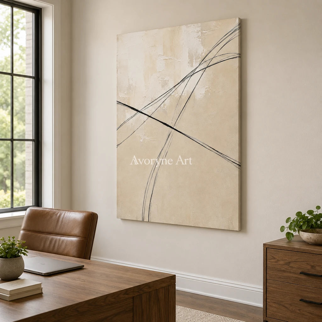 Aster Sage: Fine Line Abstract — office frameless