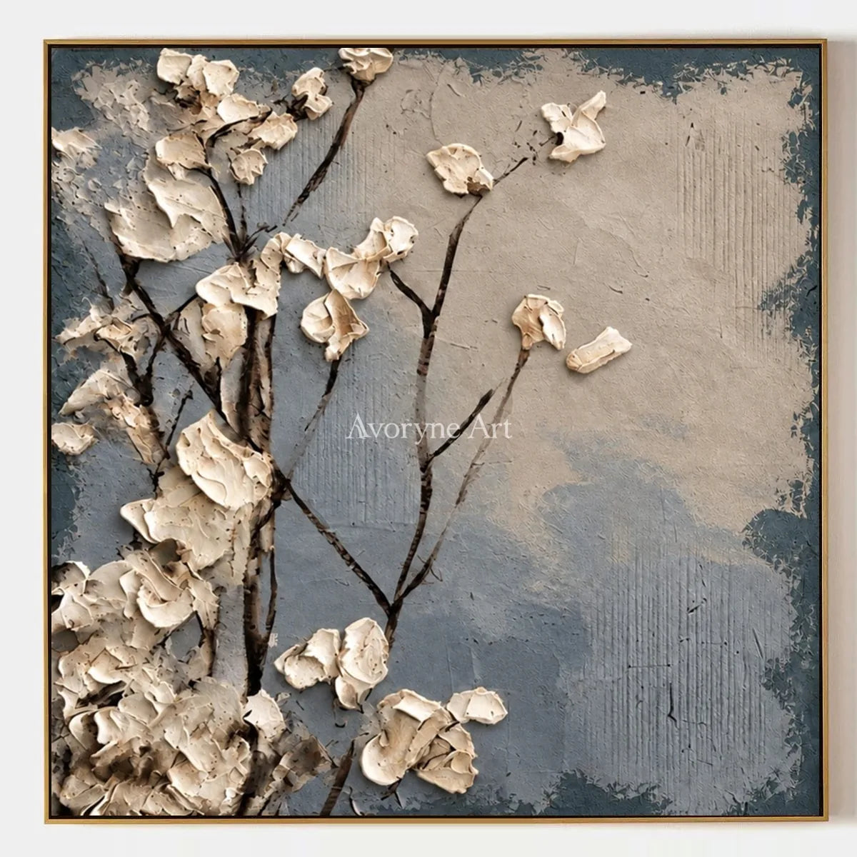 Hidden Current, hand-painted floral texture wall art by Isla Beaumont