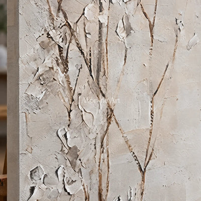 Close-up of the hand-painted texture of Bright Horizon floral texture diptych on an easel