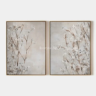 Bright Horizon, hand-painted floral texture diptych by Isla Beaumont