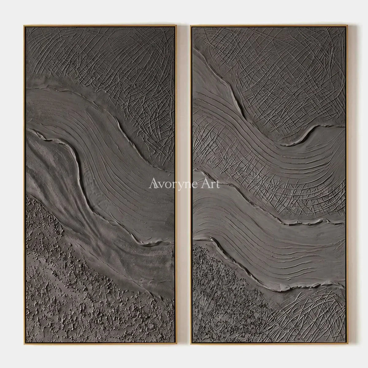 Quiet Prelude, hand-painted flowing relief diptych by Sven Lindqvist