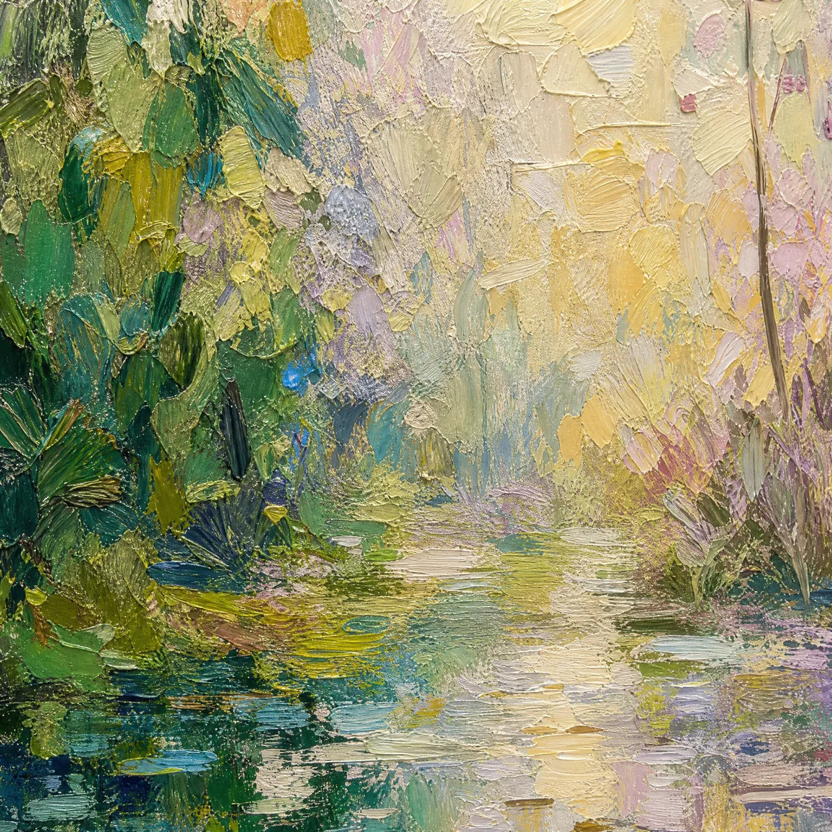 Garden Pond: Floral Landscape Wall Art - detail