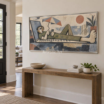 Gentle Memory geometric figure wall art with a silver frame in an entryway