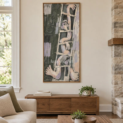 Gentle Prelude geometric figure wall art with a wood frame in a villa living space