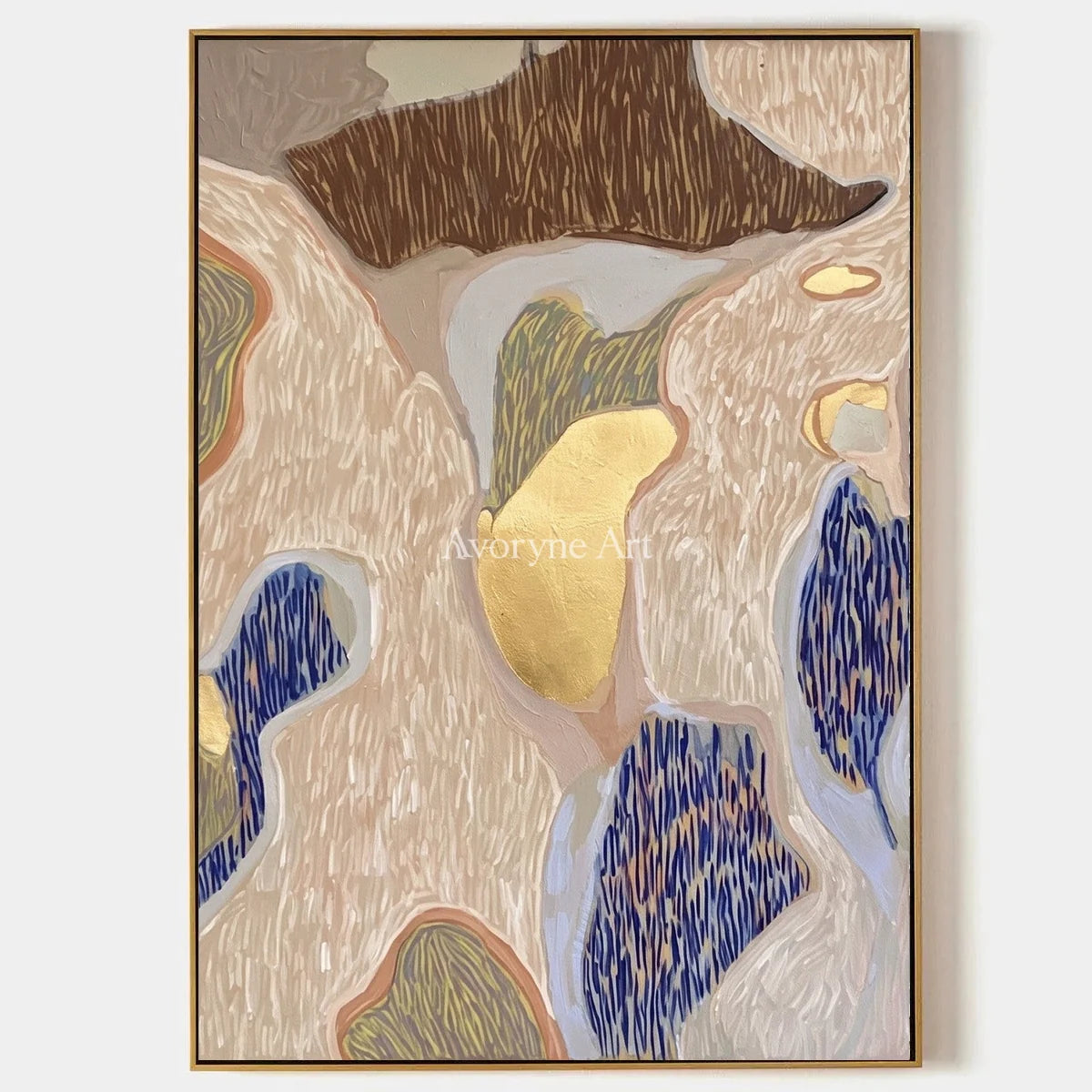 Winding Drift, hand-painted geometric texture wall art by Clara Whitmore