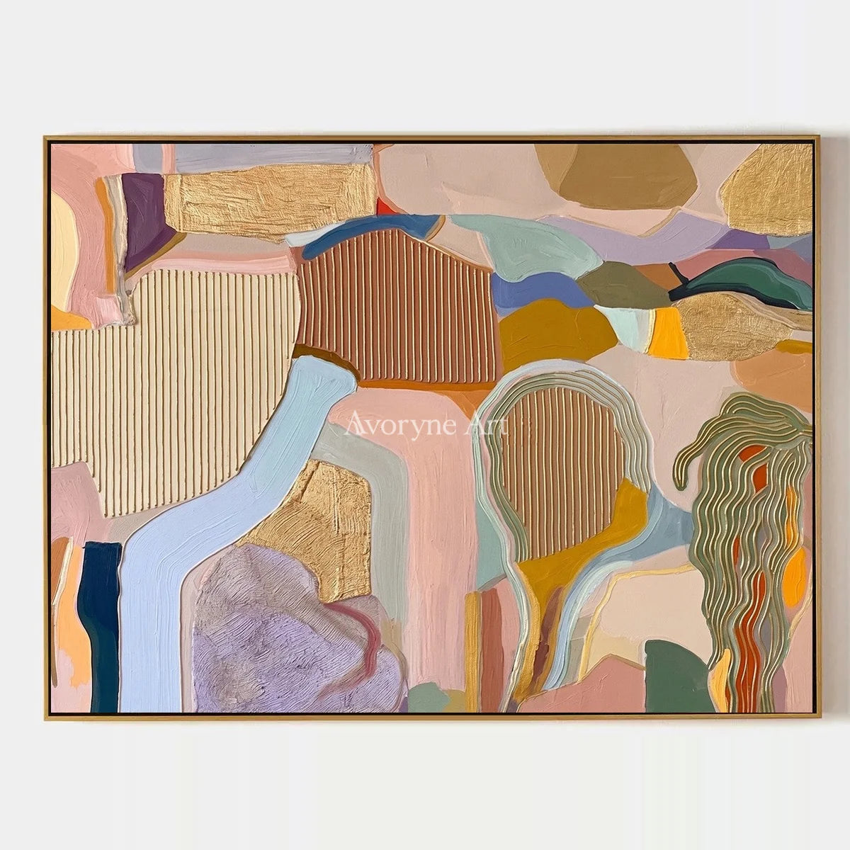 Winding Story, hand-painted geometric texture wall art by Clara Whitmore