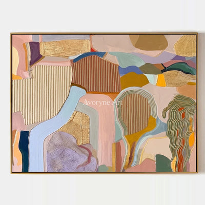 Winding Story, hand-painted geometric texture wall art by Clara Whitmore