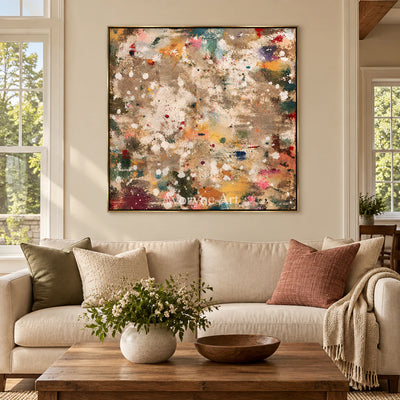 Pigment Rain: Gestural Splatter Abstract Wall Art — living gold